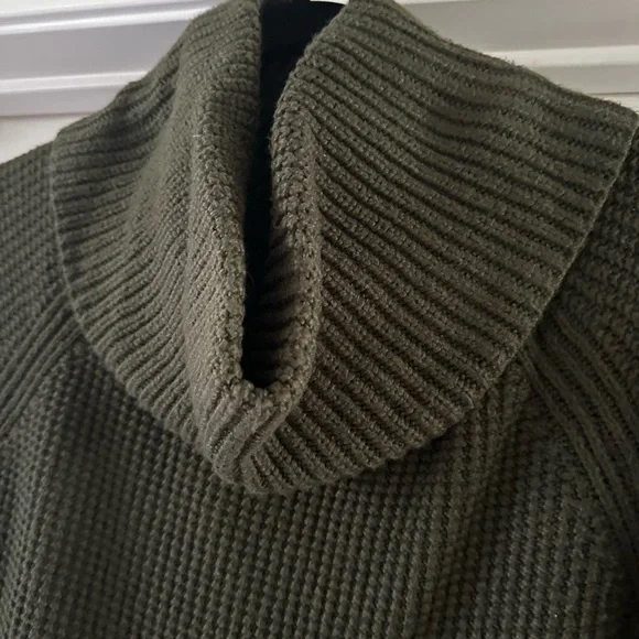 Market & Spruce Deep Olive Green Cowl Neck Sweater - Picture 9 of 9